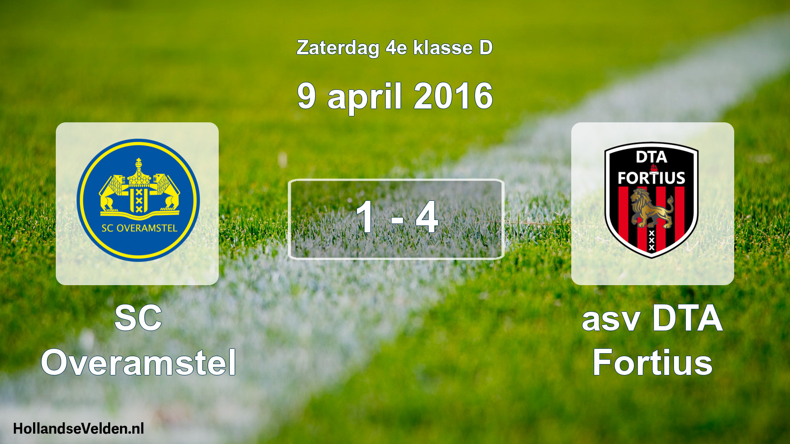 Total number of matches played: SC Overamstel - asv DTA Fortius 1 - 4 (9 April 2016)