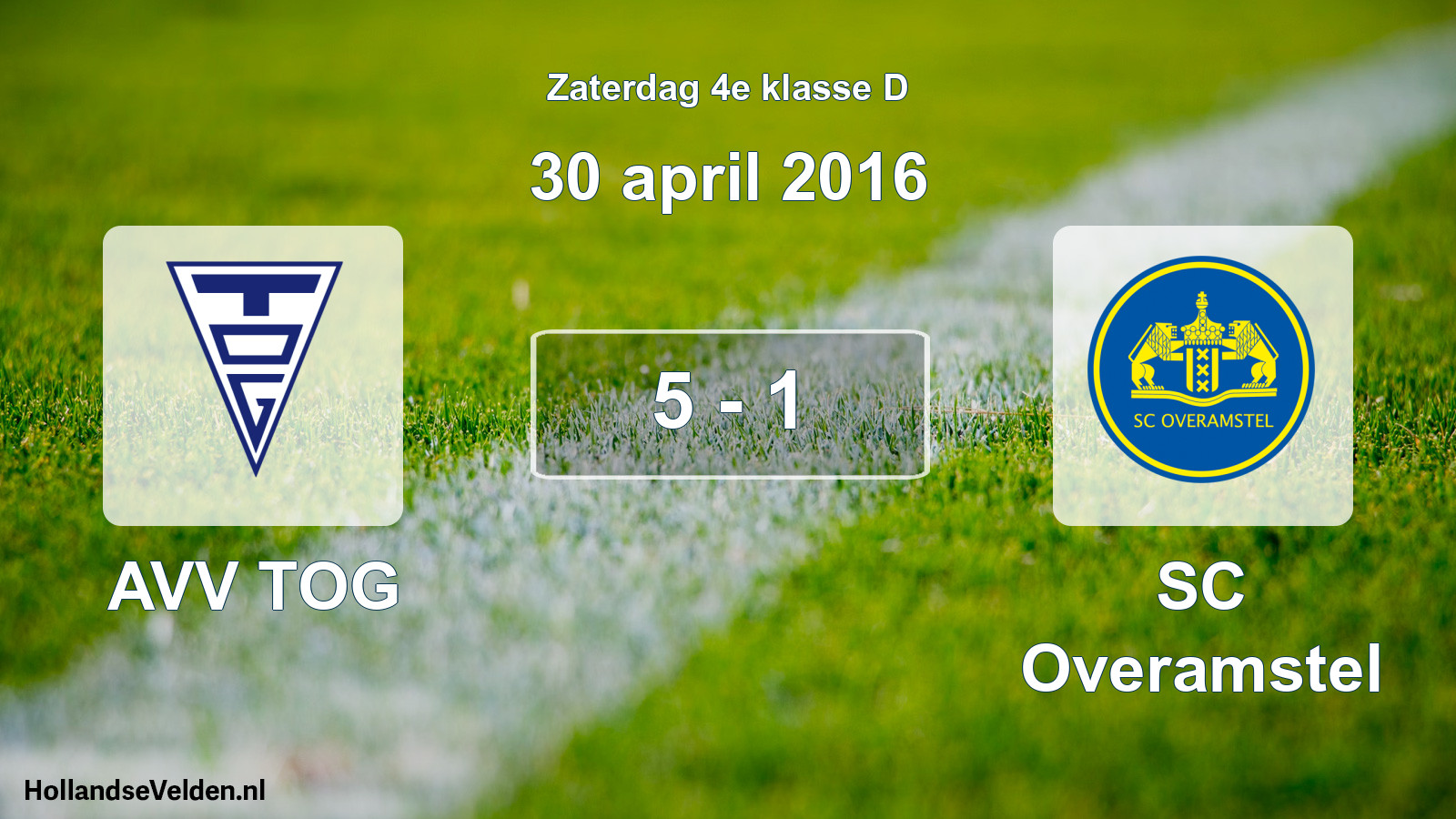 Total number of matches played: AVV TOG - SC Overamstel 5 - 1 (30 April 2016)