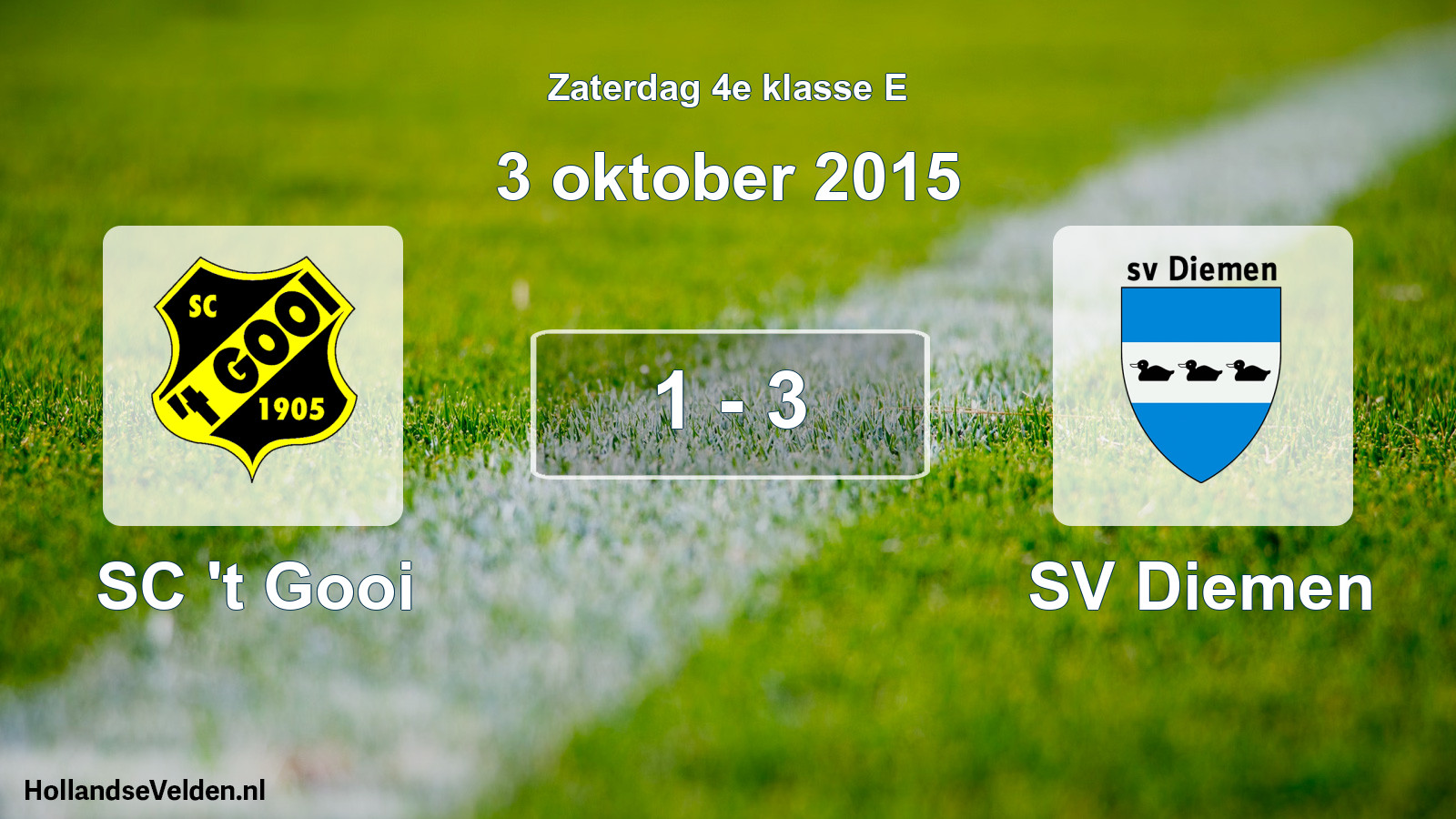 Total number of matches played: SC 't Gooi - SV Diemen 1 - 3 (3 October 2015)