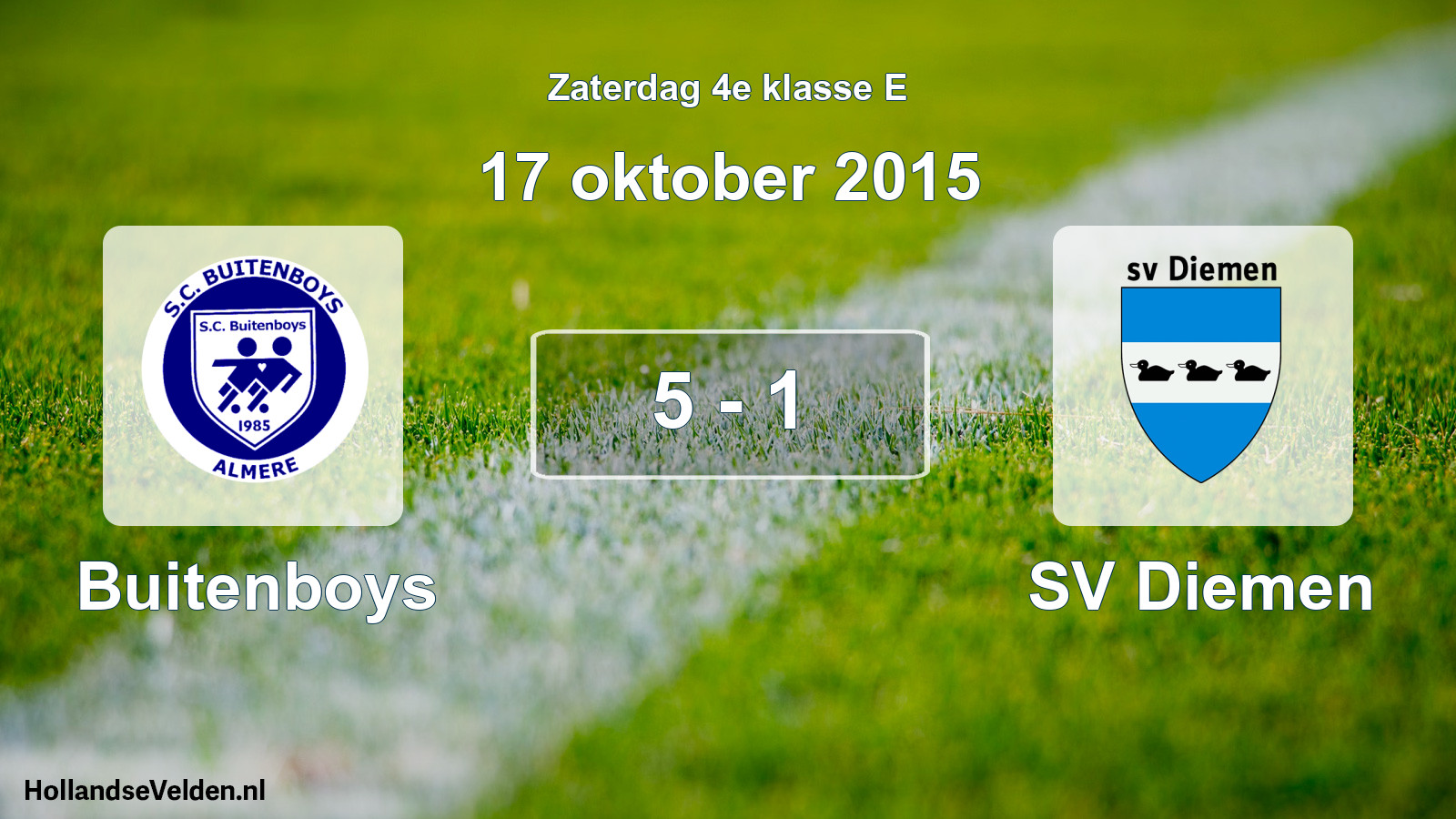 Total number of matches played: Buitenboys - SV Diemen 5 - 1 (17 October 2015)