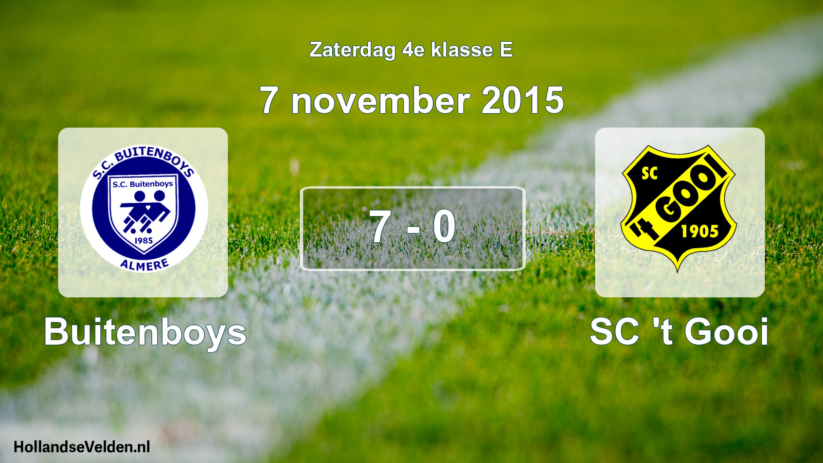 Total number of matches played: Buitenboys - SC 't Gooi 7 - 0 (7 November 2015)