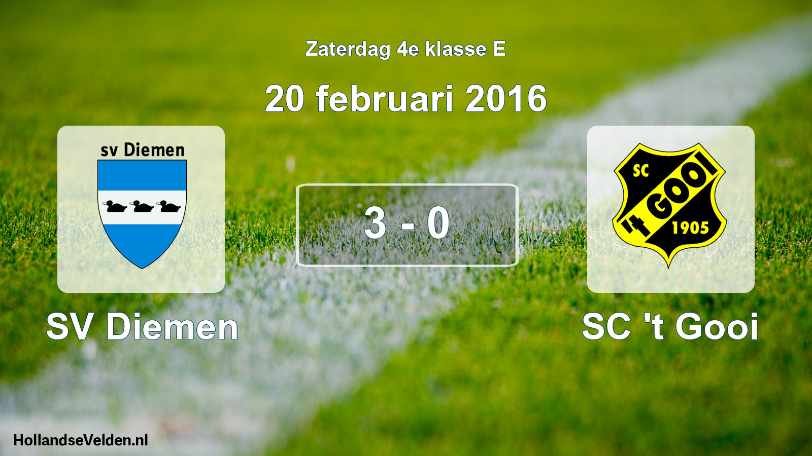 Total number of matches played: SV Diemen - SC 't Gooi 3 - 0 (20 February 2016)