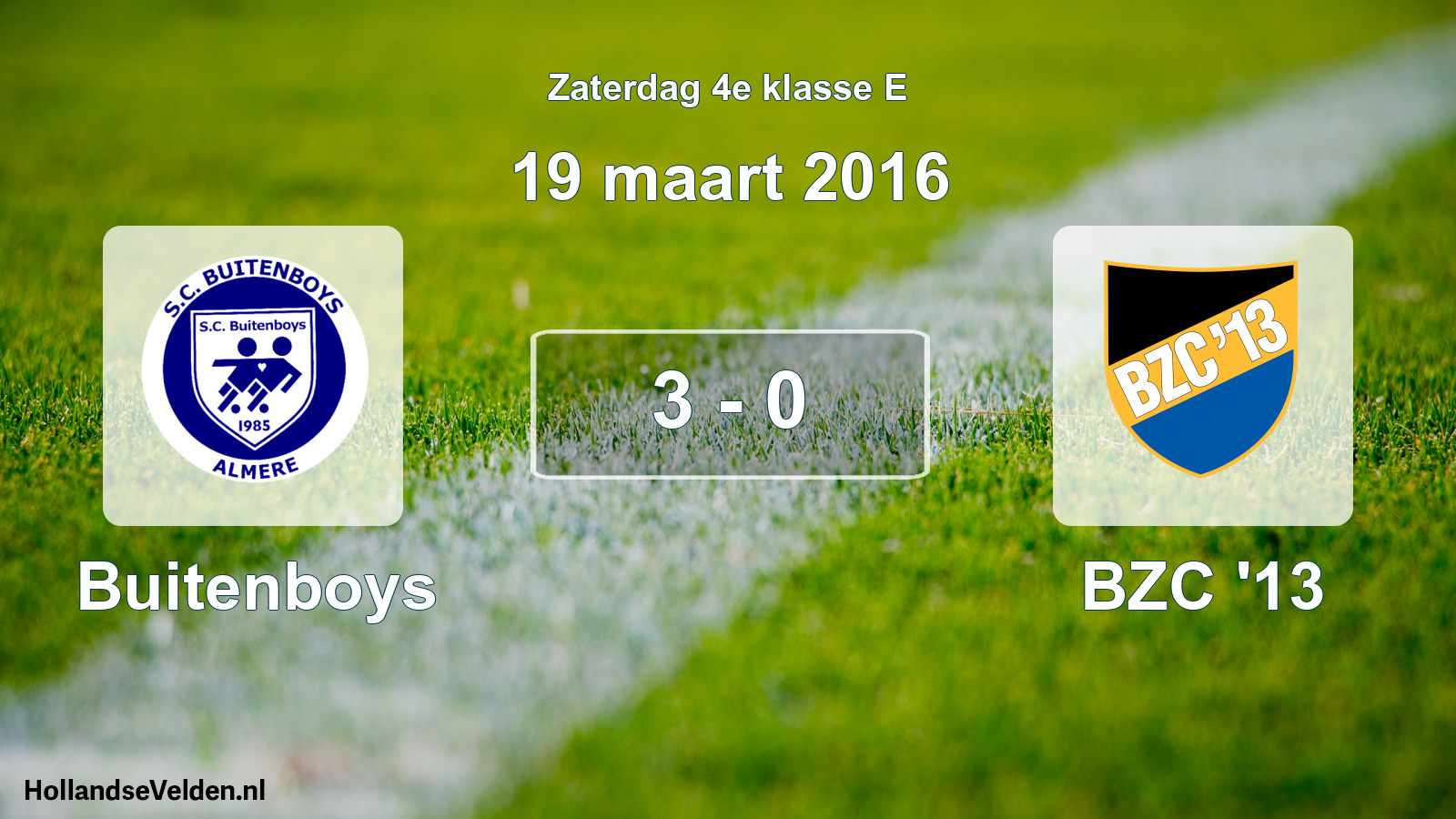 Total number of matches played: Buitenboys - BZC '13 3 - 0 (19 March 2016)