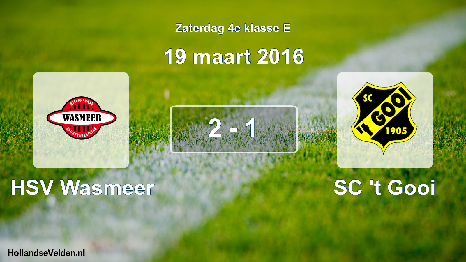 Total number of matches played: HSV Wasmeer - SC 't Gooi 2 - 1 (19 March 2016)