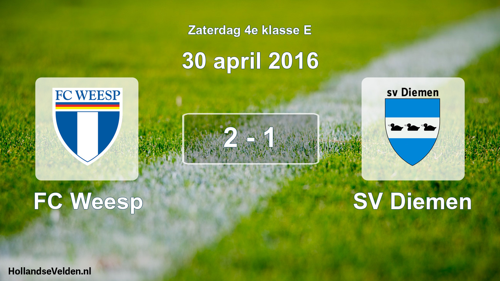Total number of matches played: FC Weesp - SV Diemen 2 - 1 (30 April 2016)
