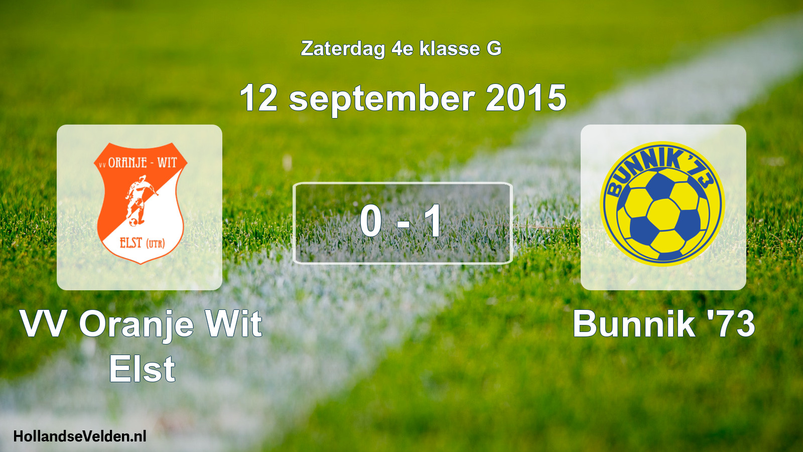 Total number of matches played: VV Oranje Wit Elst - Bunnik '73 0 - 1 (12 September 2015)