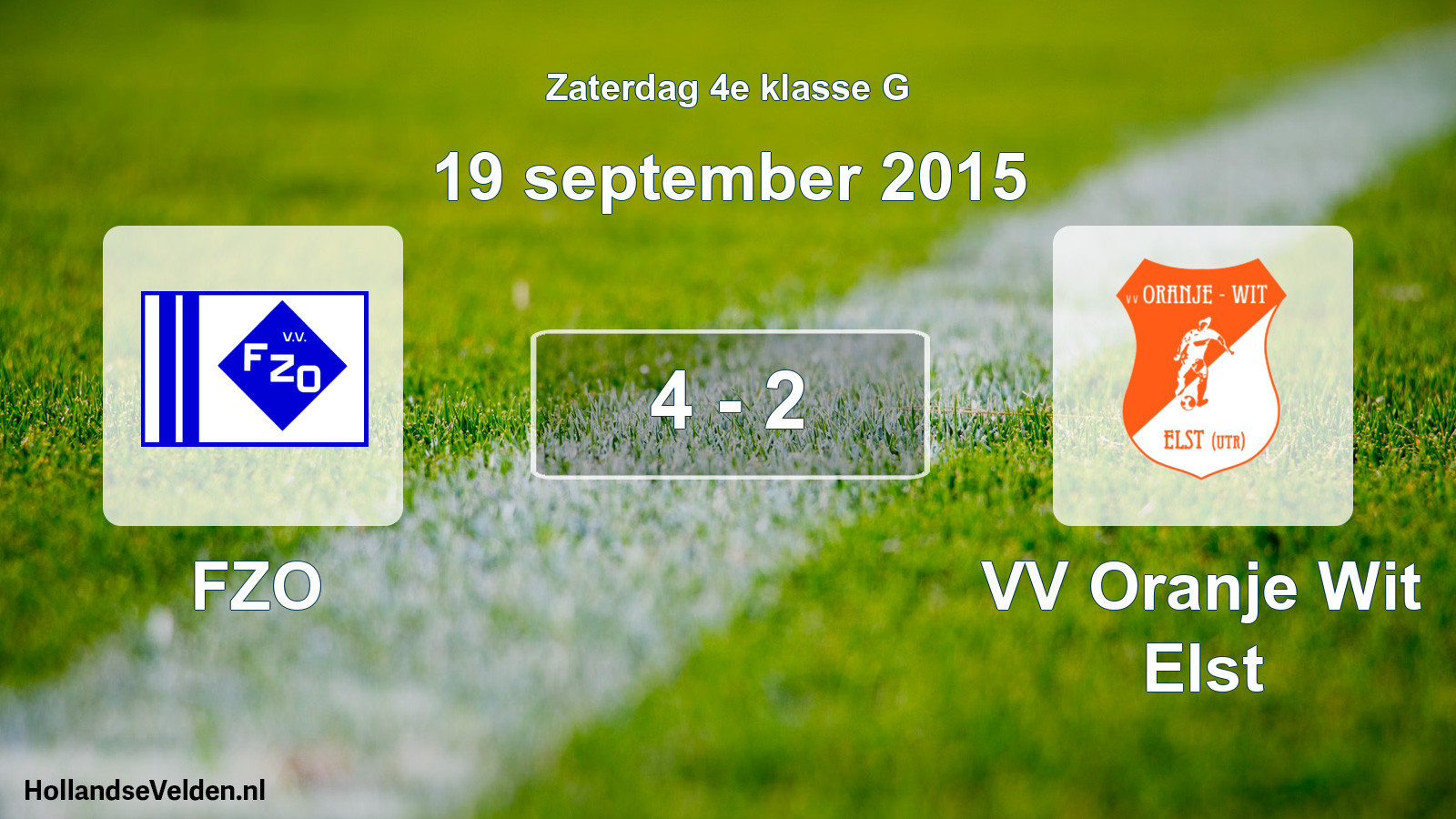 Total number of matches played: FZO - VV Oranje Wit Elst 4 - 2 (19 September 2015)