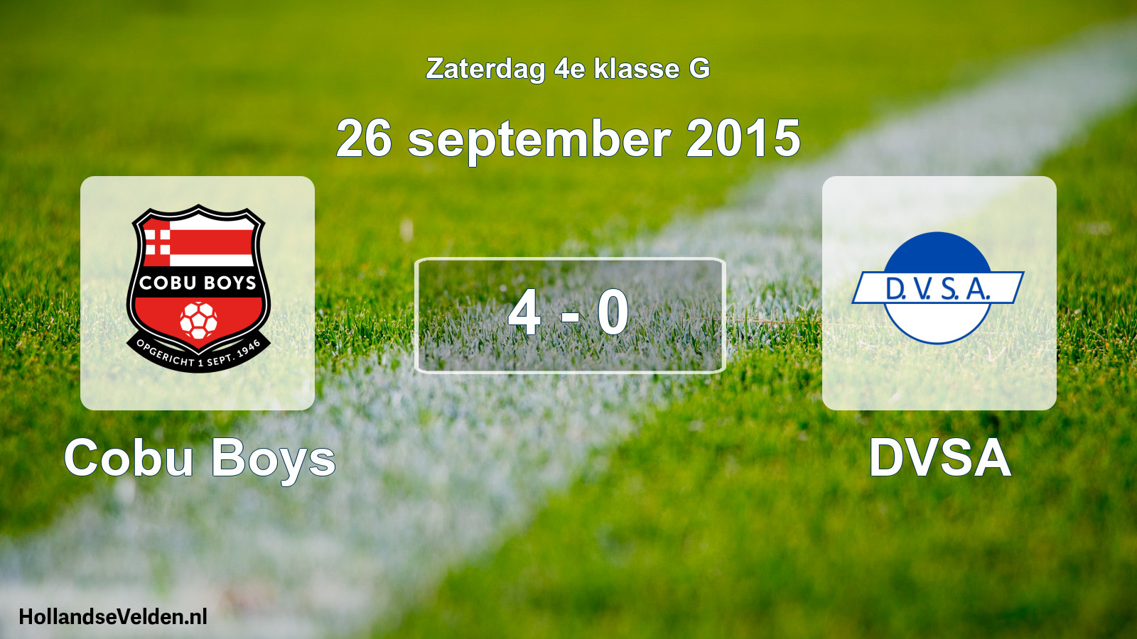 Total number of matches played: Cobu Boys - DVSA 4 - 0 (26 September 2015)