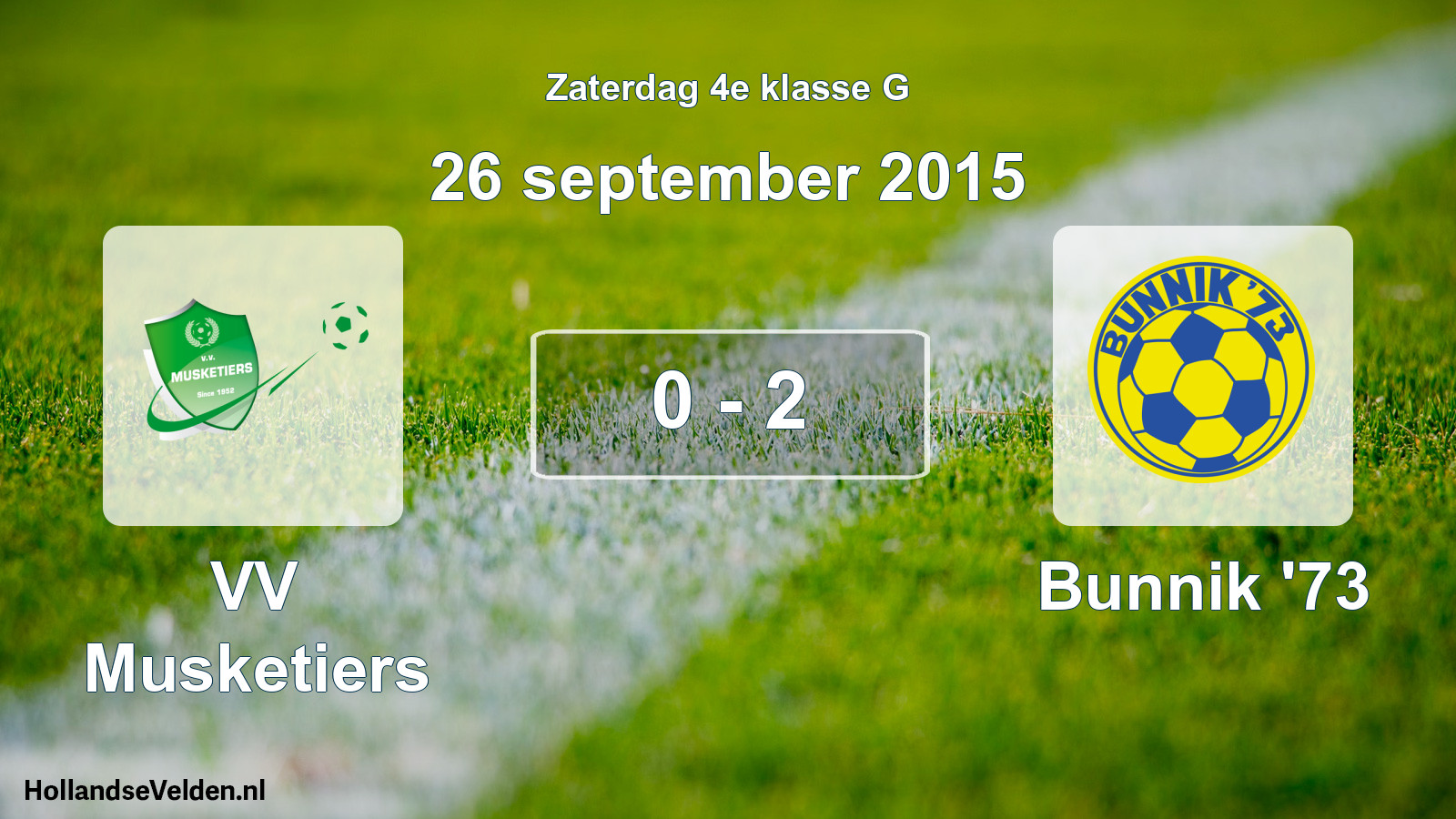 Total number of matches played: VV Musketiers - Bunnik '73 0 - 2 (26 September 2015)