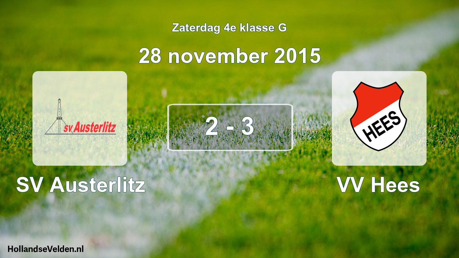 Total number of matches played: SV Austerlitz - VV Hees 2 - 3 (28 November 2015)