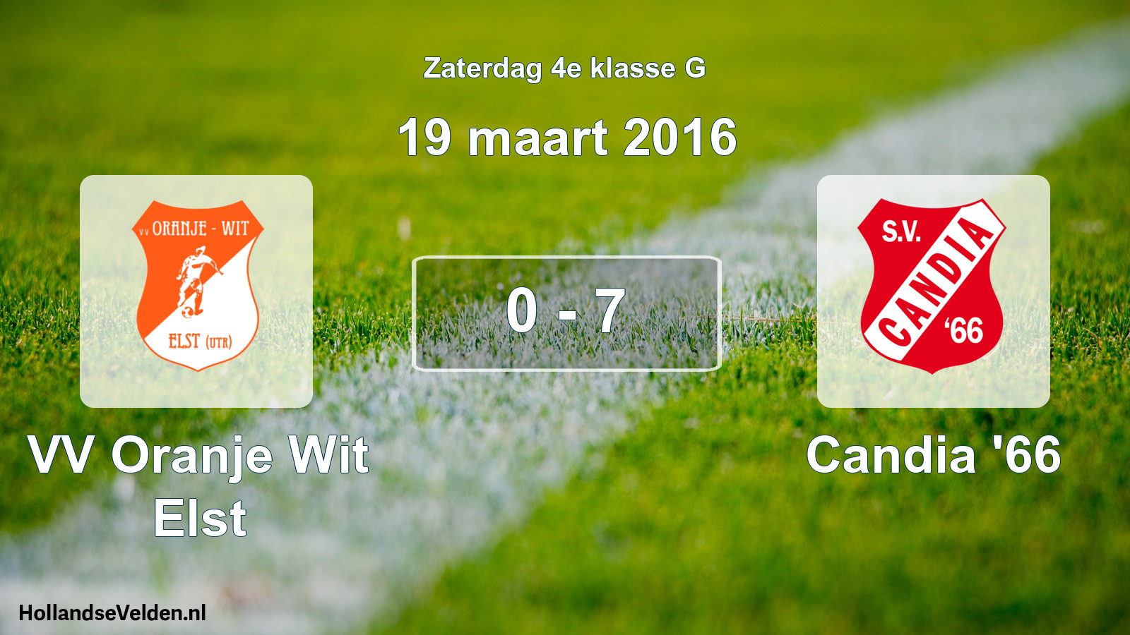 Total number of matches played: VV Oranje Wit Elst - Candia '66 0 - 7 (19 March 2016)