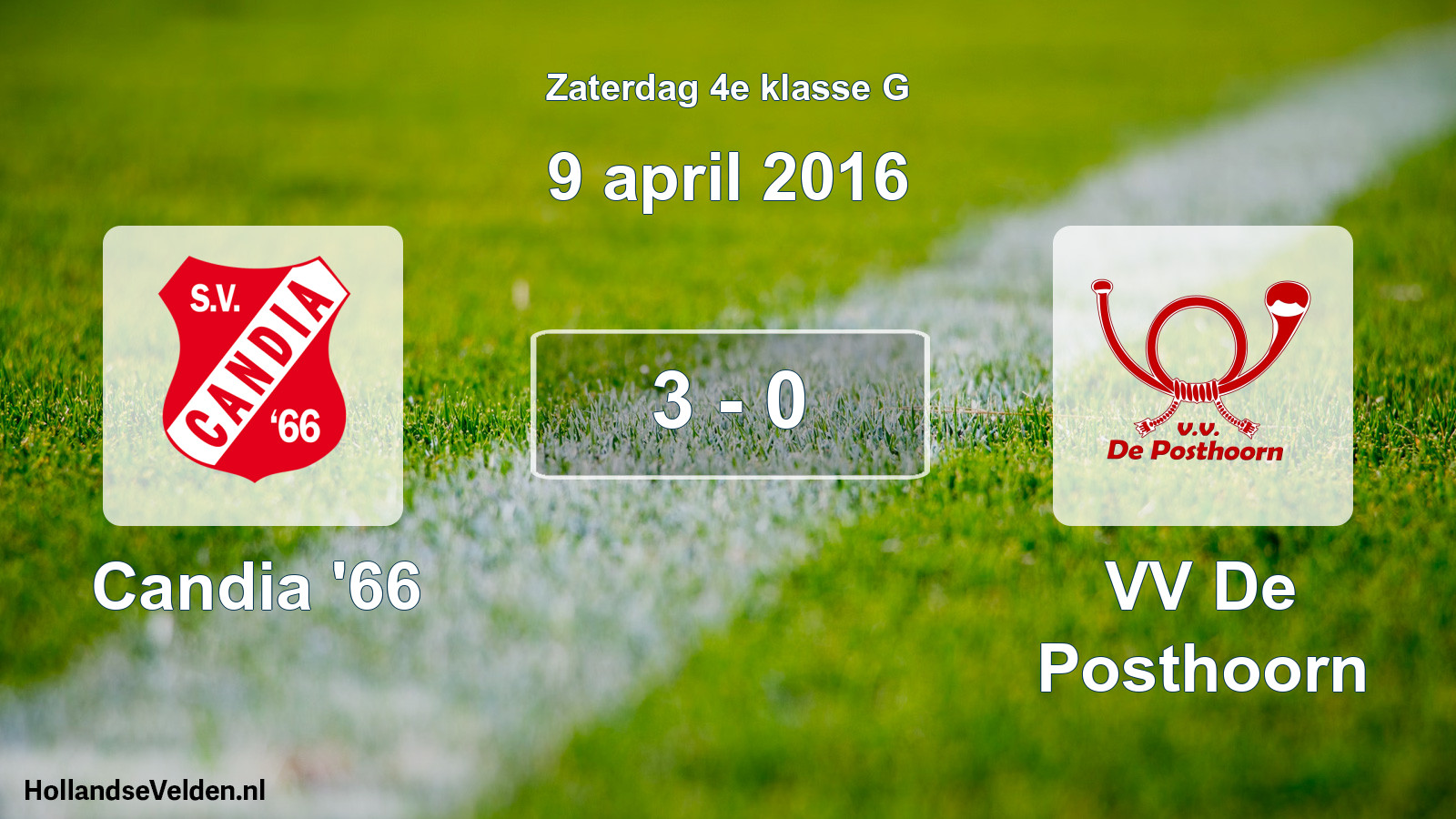 Total number of matches played: Candia '66 - VV De Posthoorn 3 - 0 (9 April 2016)