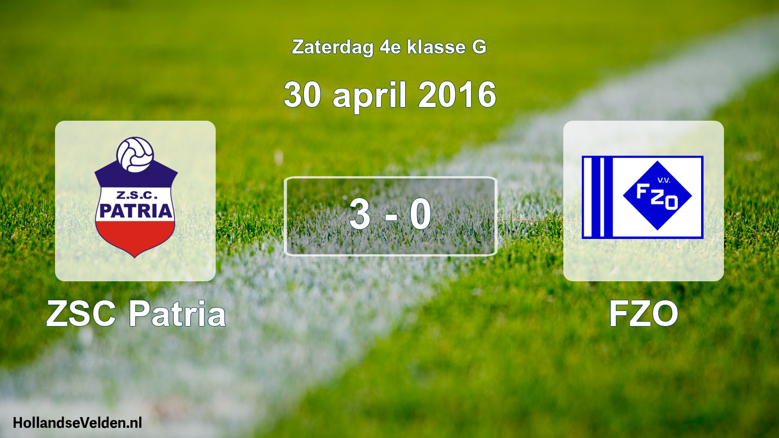 Total number of matches played: ZSC Patria - FZO 3 - 0 (30 April 2016)