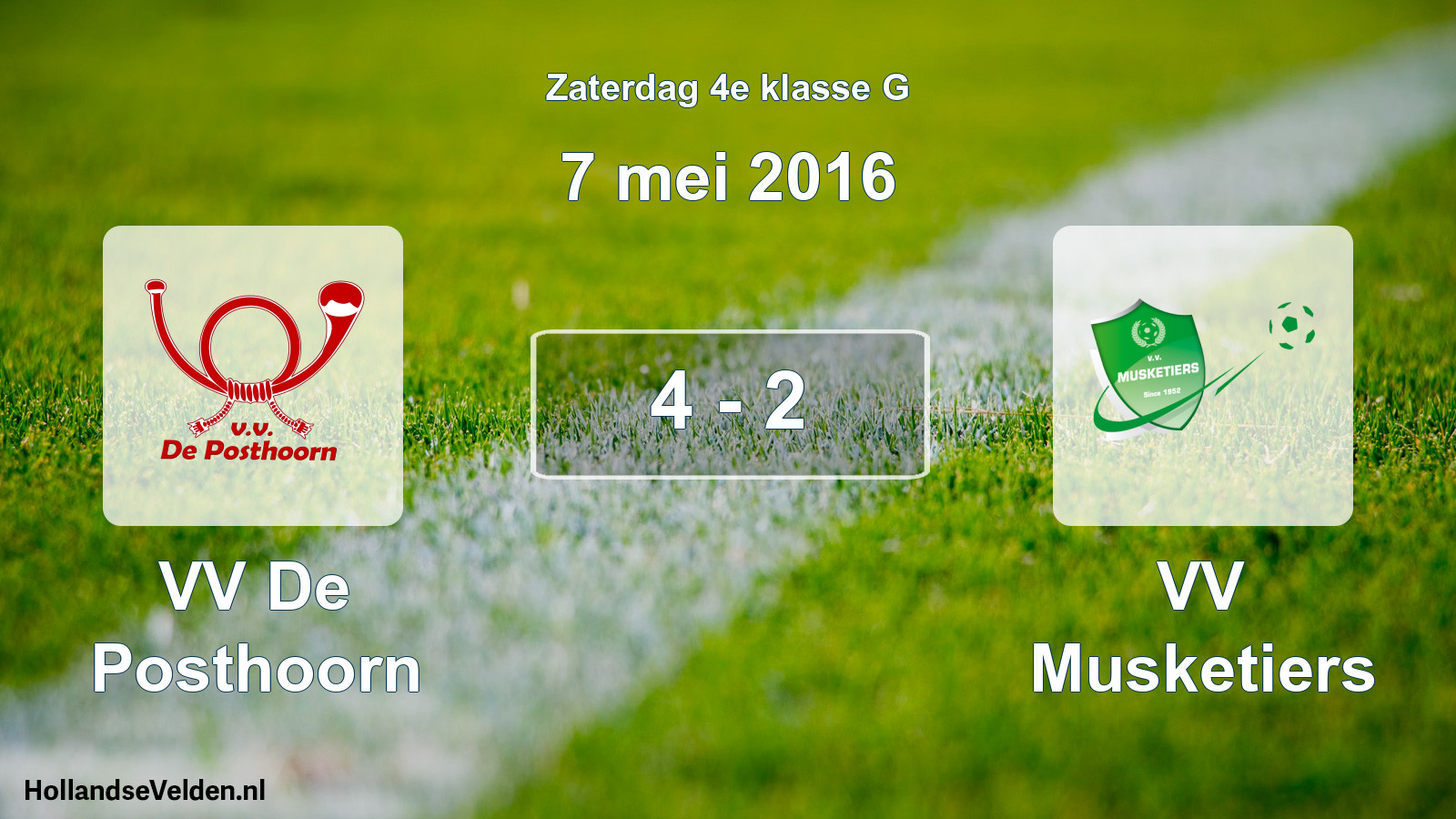 Total number of matches played: VV De Posthoorn - VV Musketiers 4 - 2 (7 May 2016)