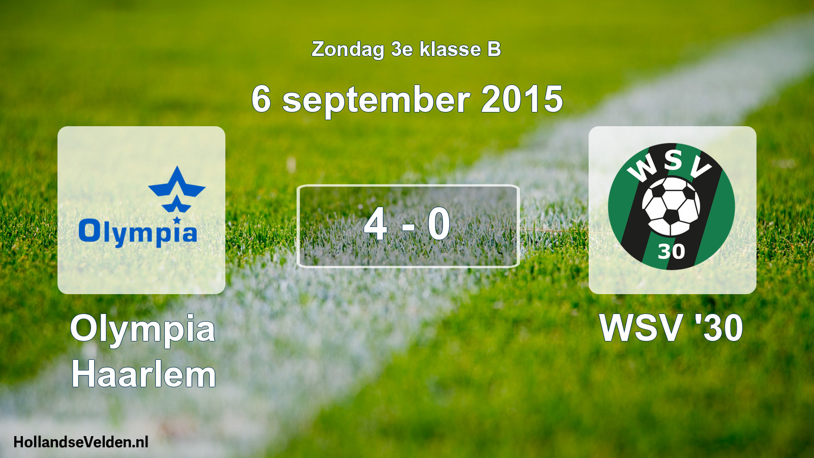 Total number of matches played: Olympia Haarlem - WSV '30 4 - 0 (6 September 2015)