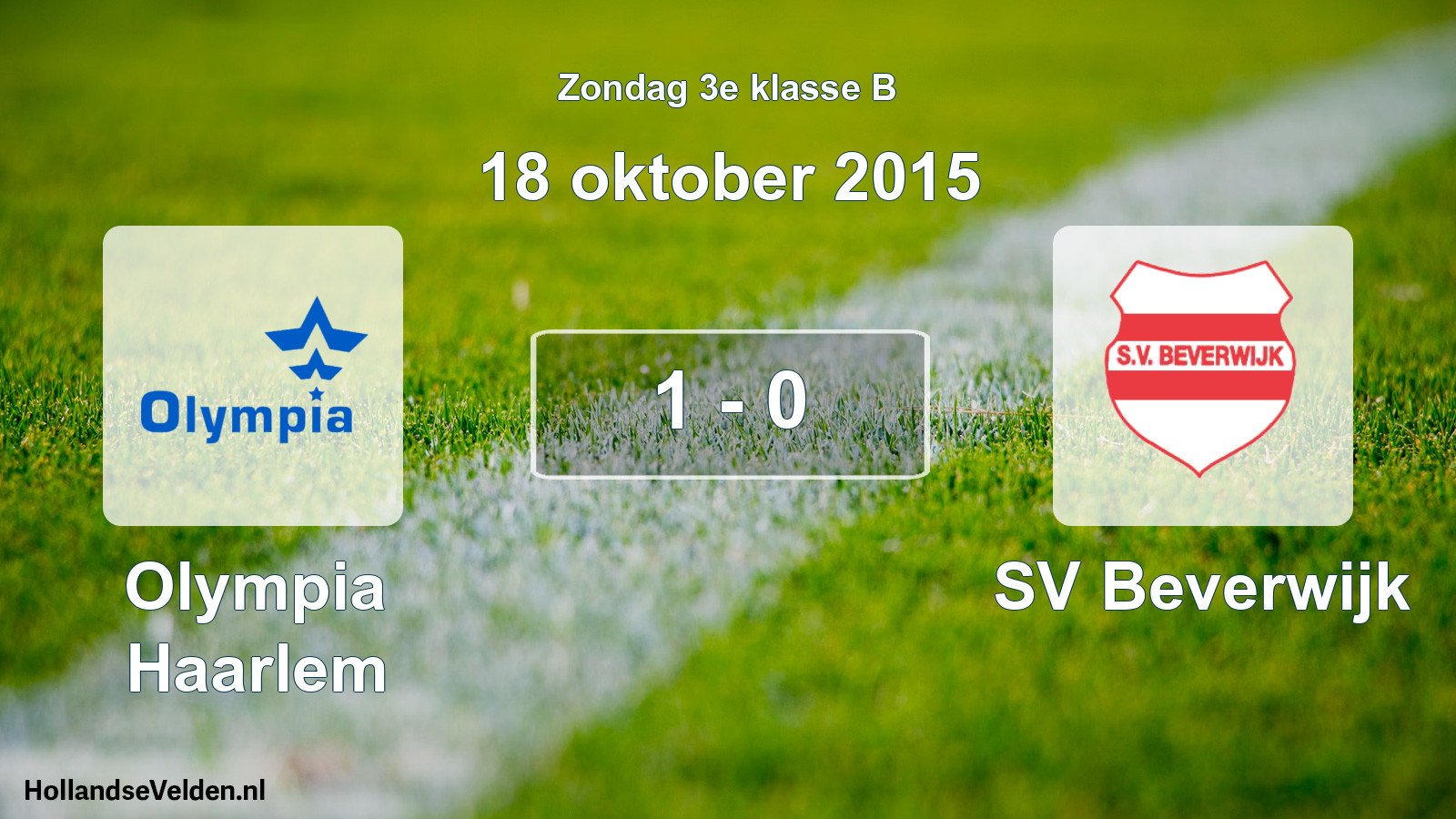 Total number of matches played: Olympia Haarlem - SV Beverwijk 1 - 0 (18 October 2015)