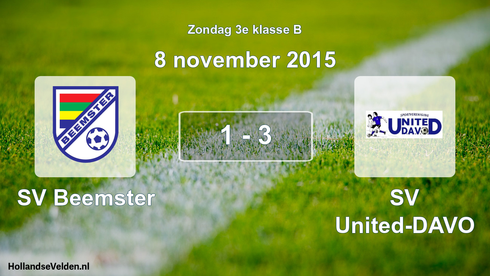 Total number of matches played: SV Beemster - SV United-DAVO 1 - 3 (8 November 2015)