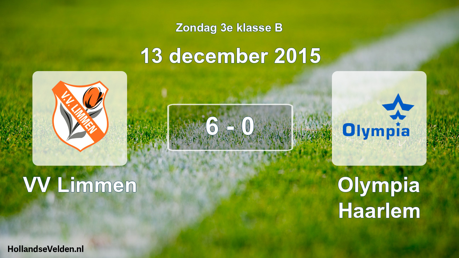 Total number of matches played: VV Limmen - Olympia Haarlem 6 - 0 (13 December 2015)