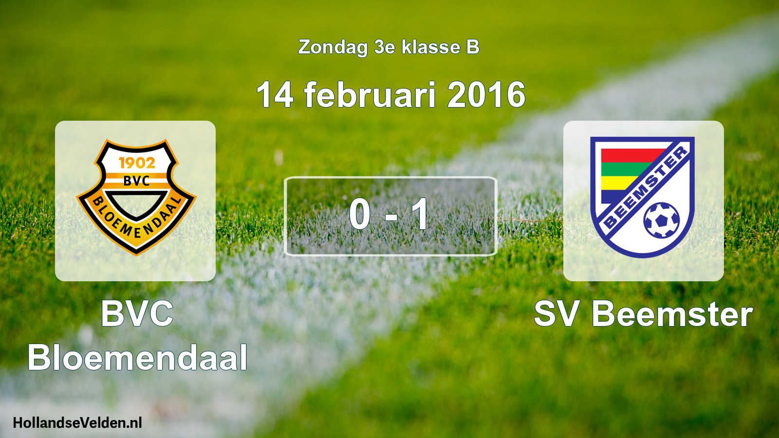 Total number of matches played: BVC Bloemendaal - SV Beemster 0 - 1 (14 February 2016)