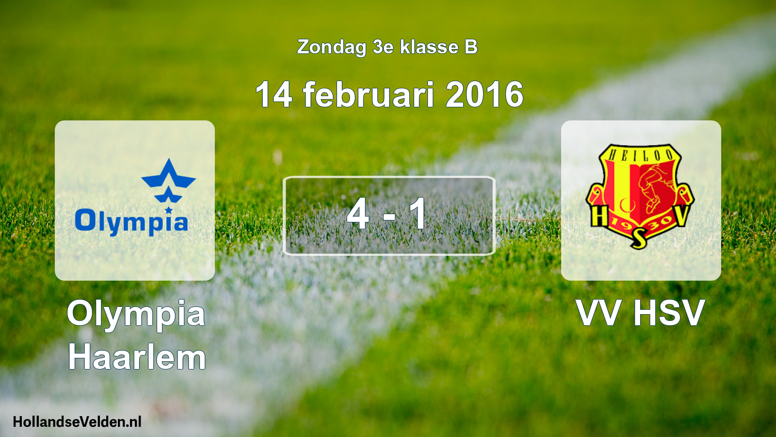 Total number of matches played: Olympia Haarlem - VV HSV 4 - 1 (14 February 2016)