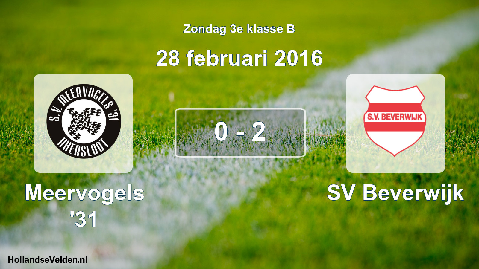Total number of matches played: Meervogels '31 - SV Beverwijk 0 - 2 (28 February 2016)