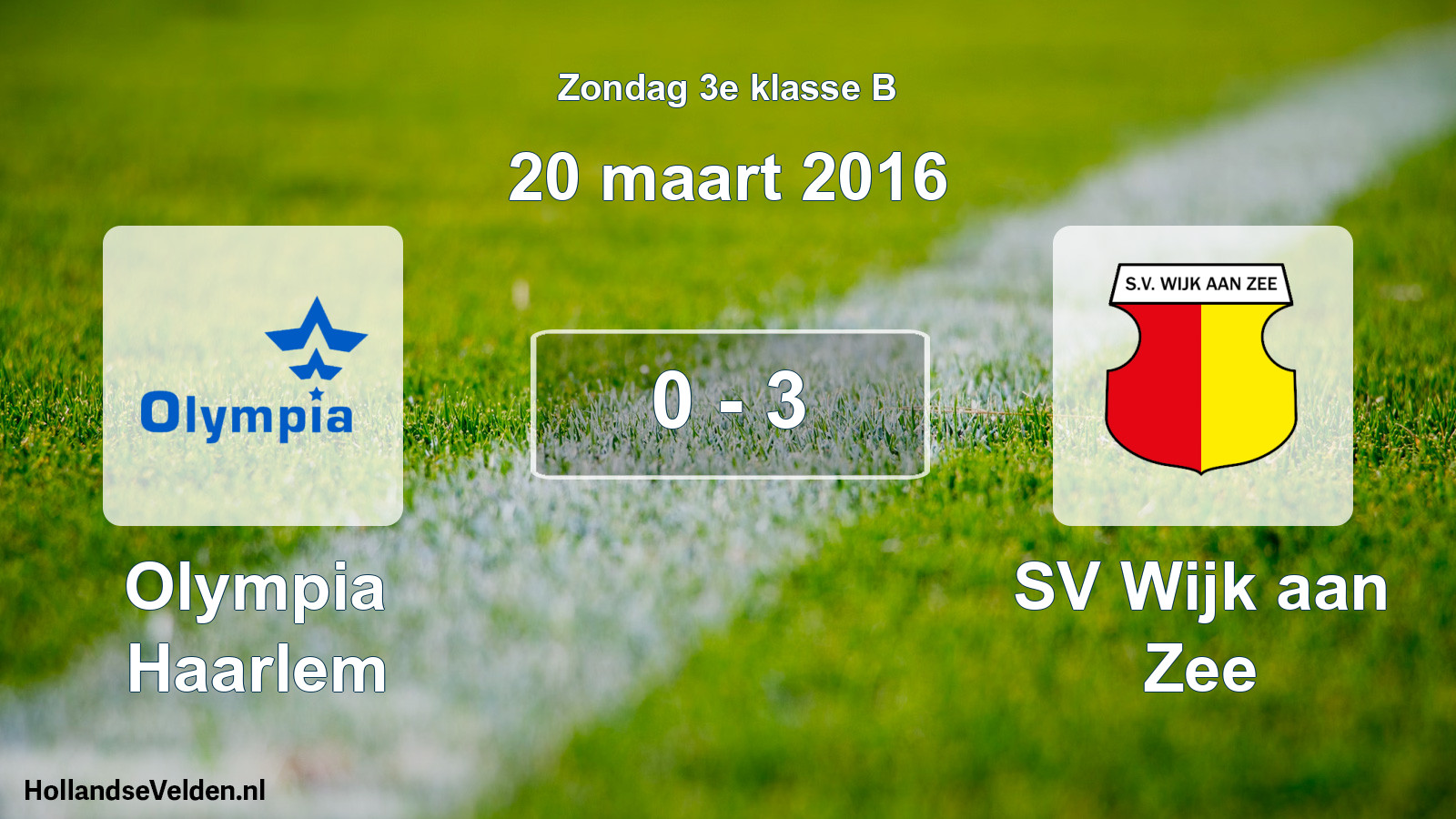 Total number of matches played: Olympia Haarlem - SV Wijk aan Zee 0 - 3 (20 March 2016)