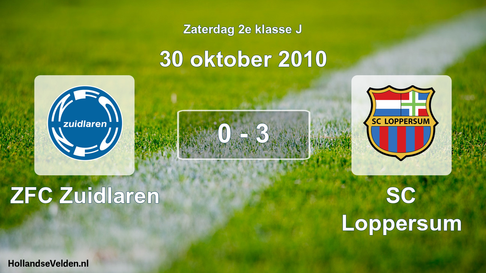 Total number of matches played: ZFC Zuidlaren - SC Loppersum 0 - 3 (30 October 2010)