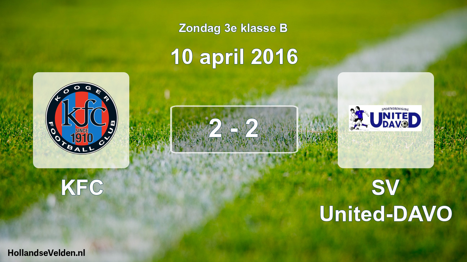 Total number of matches played: KFC - SV United-DAVO 2 - 2 (10 April 2016)