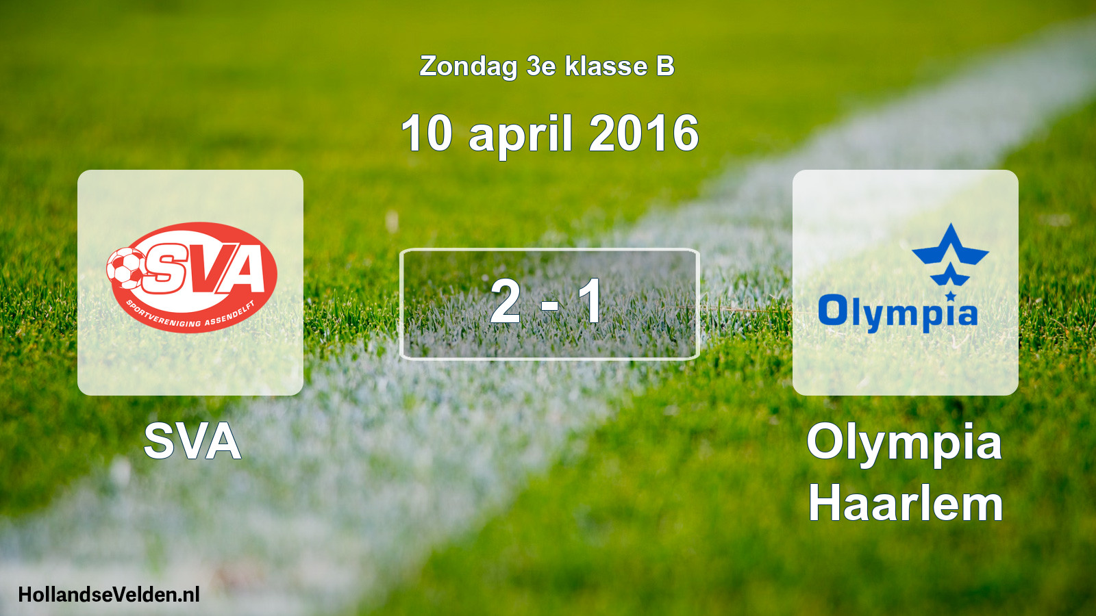 Total number of matches played: SVA - Olympia Haarlem 2 - 1 (10 April 2016)
