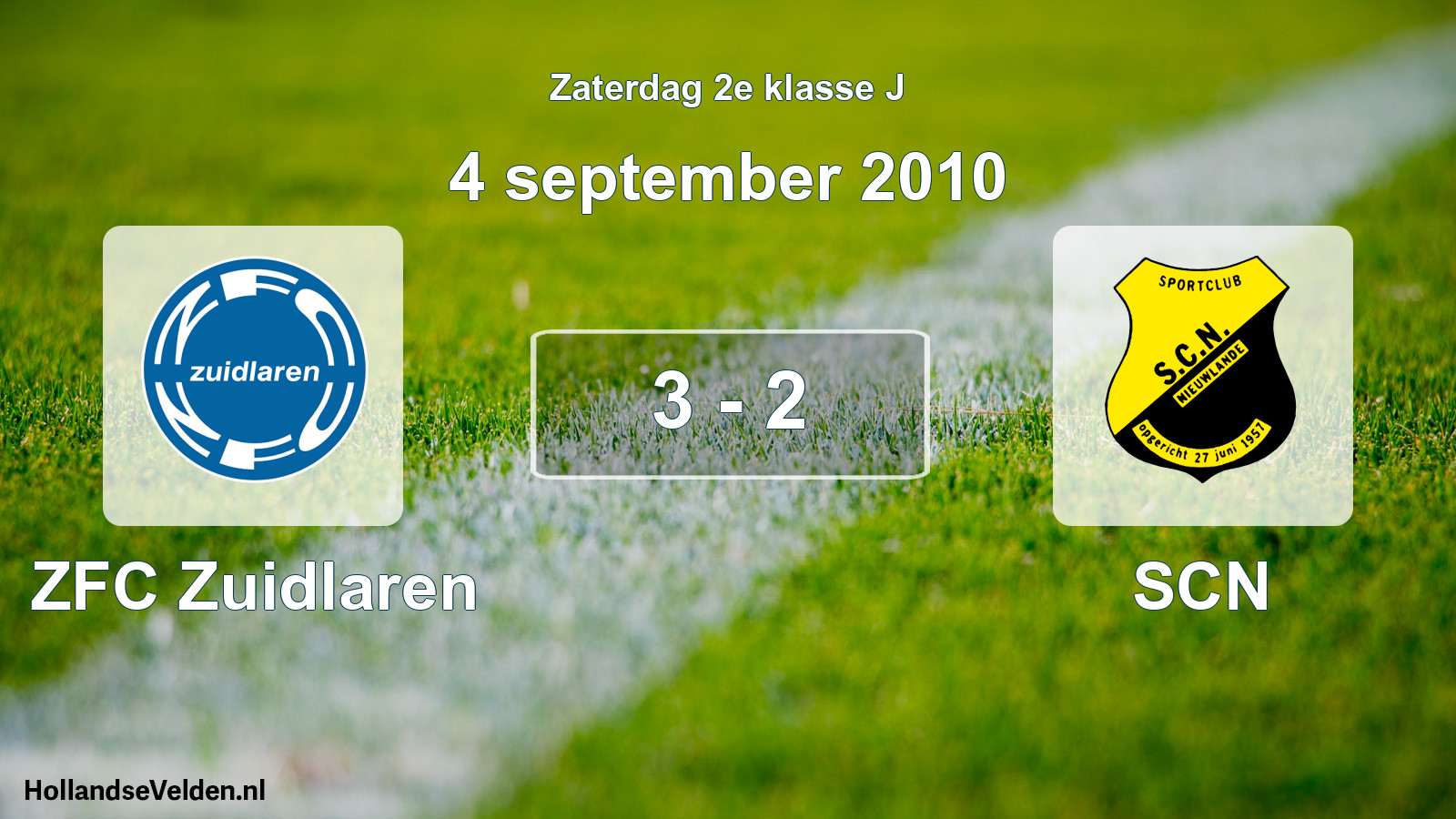 Total number of matches played: ZFC Zuidlaren - SCN 3 - 2 (4 September 2010)