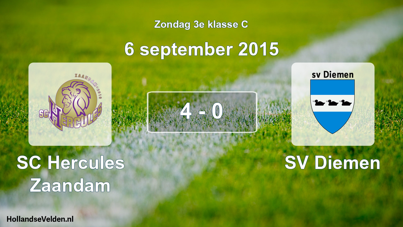 Total number of matches played: SC Hercules Zaandam - SV Diemen 4 - 0 (6 September 2015)