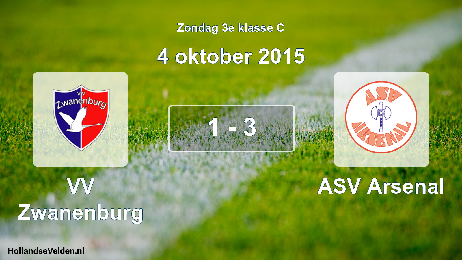 Total number of matches played: VV Zwanenburg - ASV Arsenal 1 - 3 (4 October 2015)
