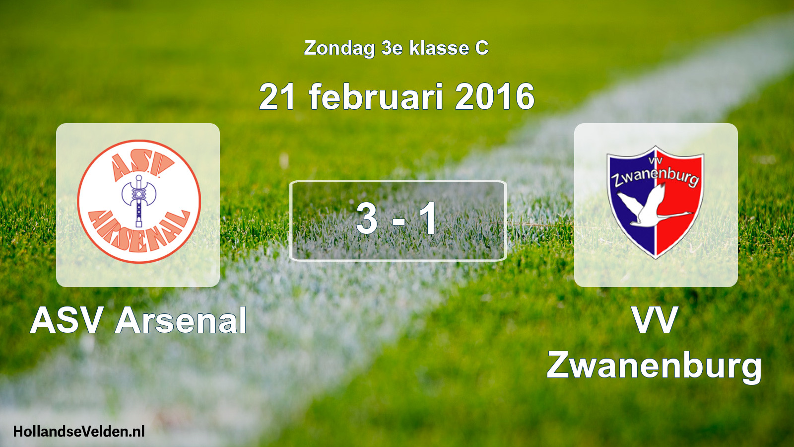 Total number of matches played: ASV Arsenal - VV Zwanenburg 3 - 1 (21 February 2016)