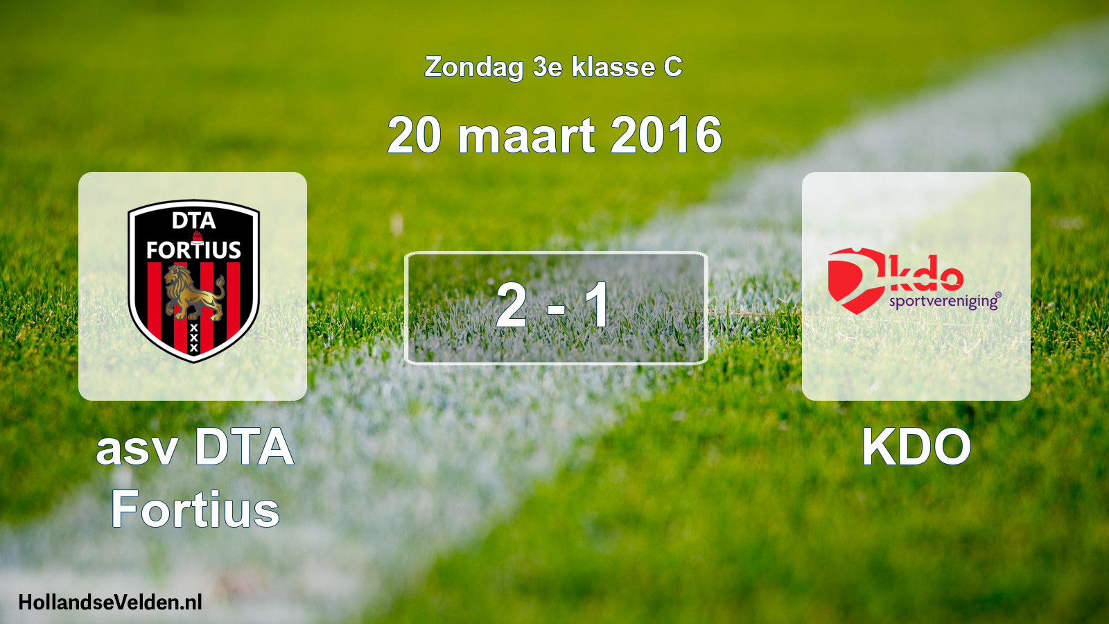 Total number of matches played: asv DTA Fortius - KDO 2 - 1 (20 March 2016)