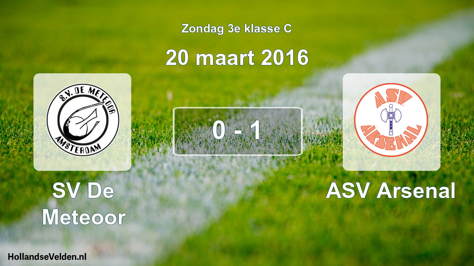 Total number of matches played: SV De Meteoor - ASV Arsenal 0 - 1 (20 March 2016)