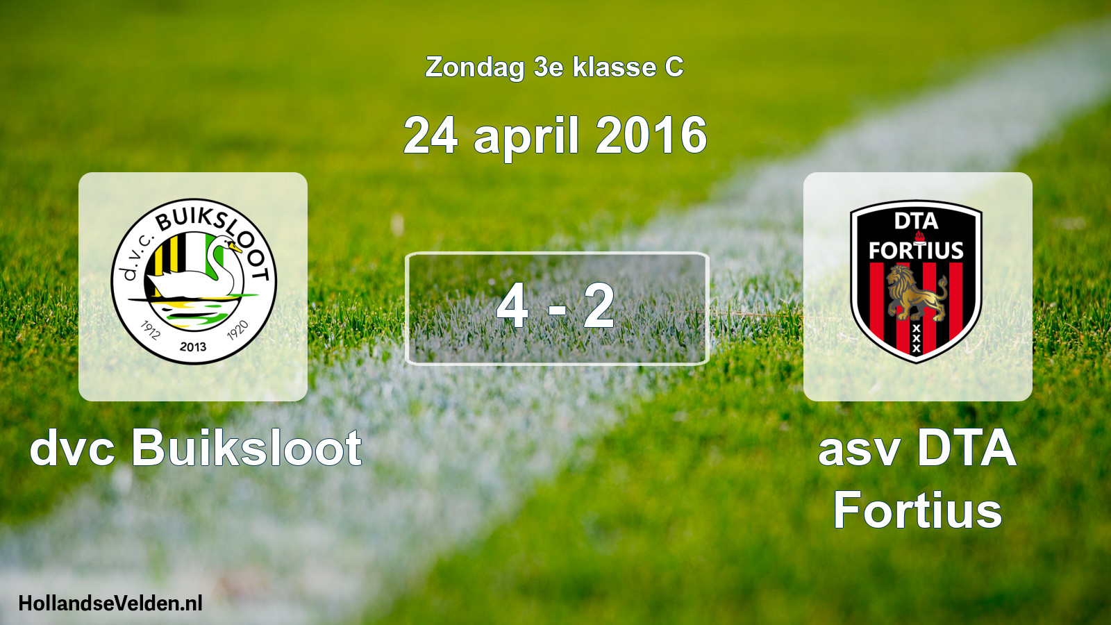 Total number of matches played: dvc Buiksloot - asv DTA Fortius 4 - 2 (24 April 2016)