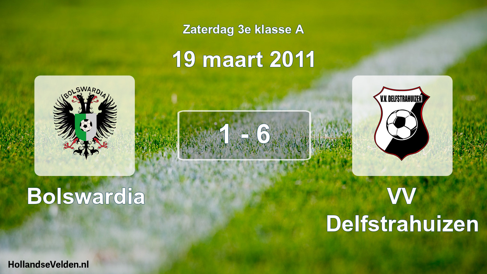 Total number of matches played: Bolswardia - VV Delfstrahuizen 1 - 6 (19 March 2011)