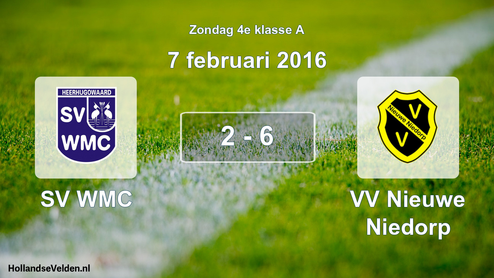 Total number of matches played: SV WMC - VV Nieuwe Niedorp 2 - 6 (7 February 2016)