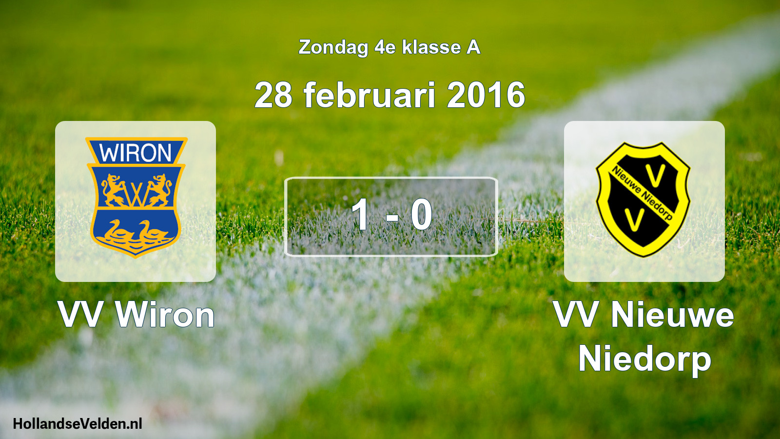 Total number of matches played: VV Wiron - VV Nieuwe Niedorp 1 - 0 (28 February 2016)