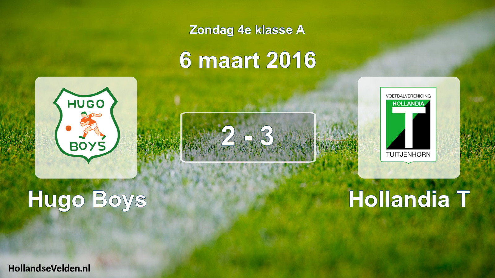 Total number of matches played: Hugo Boys - Hollandia T 2 - 3 (6 March 2016)