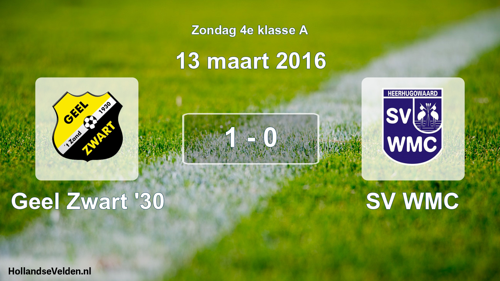 Total number of matches played: Geel Zwart '30 - SV WMC 1 - 0 (13 March 2016)