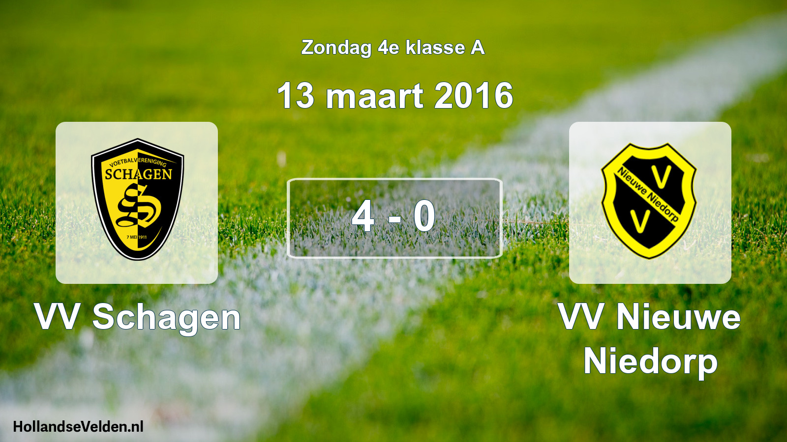 Total number of matches played: VV Schagen - VV Nieuwe Niedorp 4 - 0 (13 March 2016)