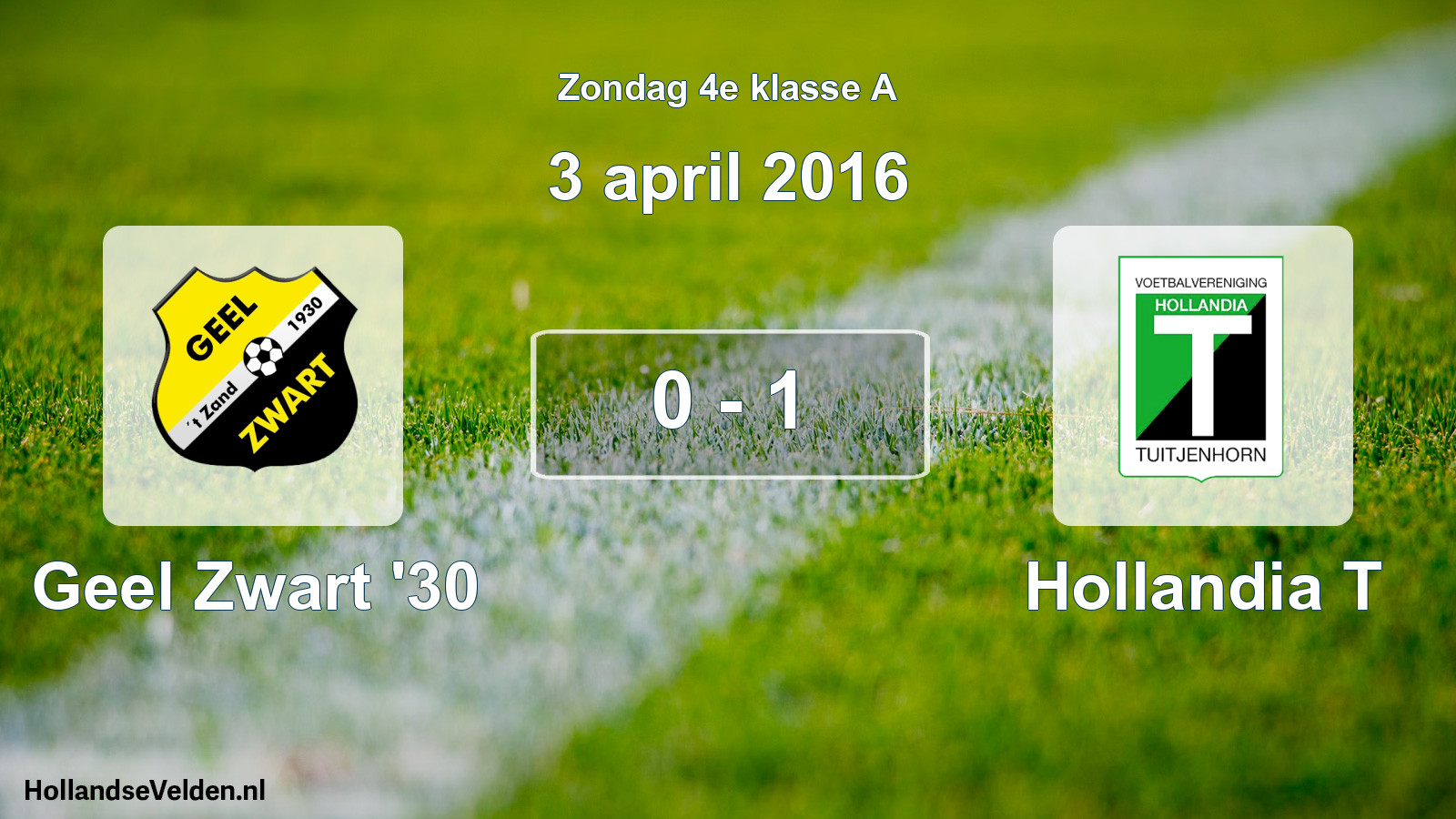 Total number of matches played: Geel Zwart '30 - Hollandia T 0 - 1 (3 April 2016)