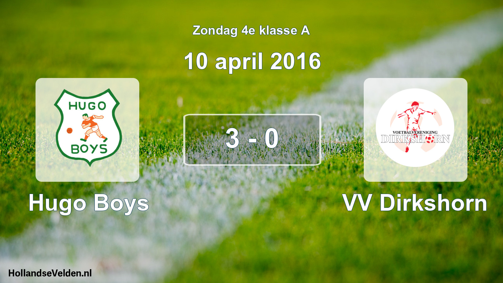 Total number of matches played: Hugo Boys - VV Dirkshorn 3 - 0 (10 April 2016)