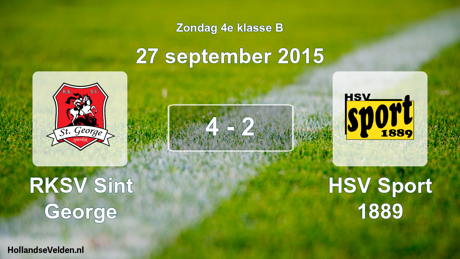 Total number of matches played: RKSV Sint George - HSV Sport 1889 4 - 2 (27 September 2015)