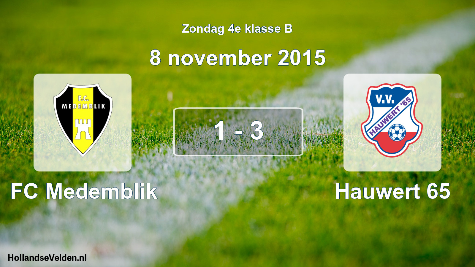 Total number of matches played: FC Medemblik - Hauwert 65 1 - 3 (8 November 2015)