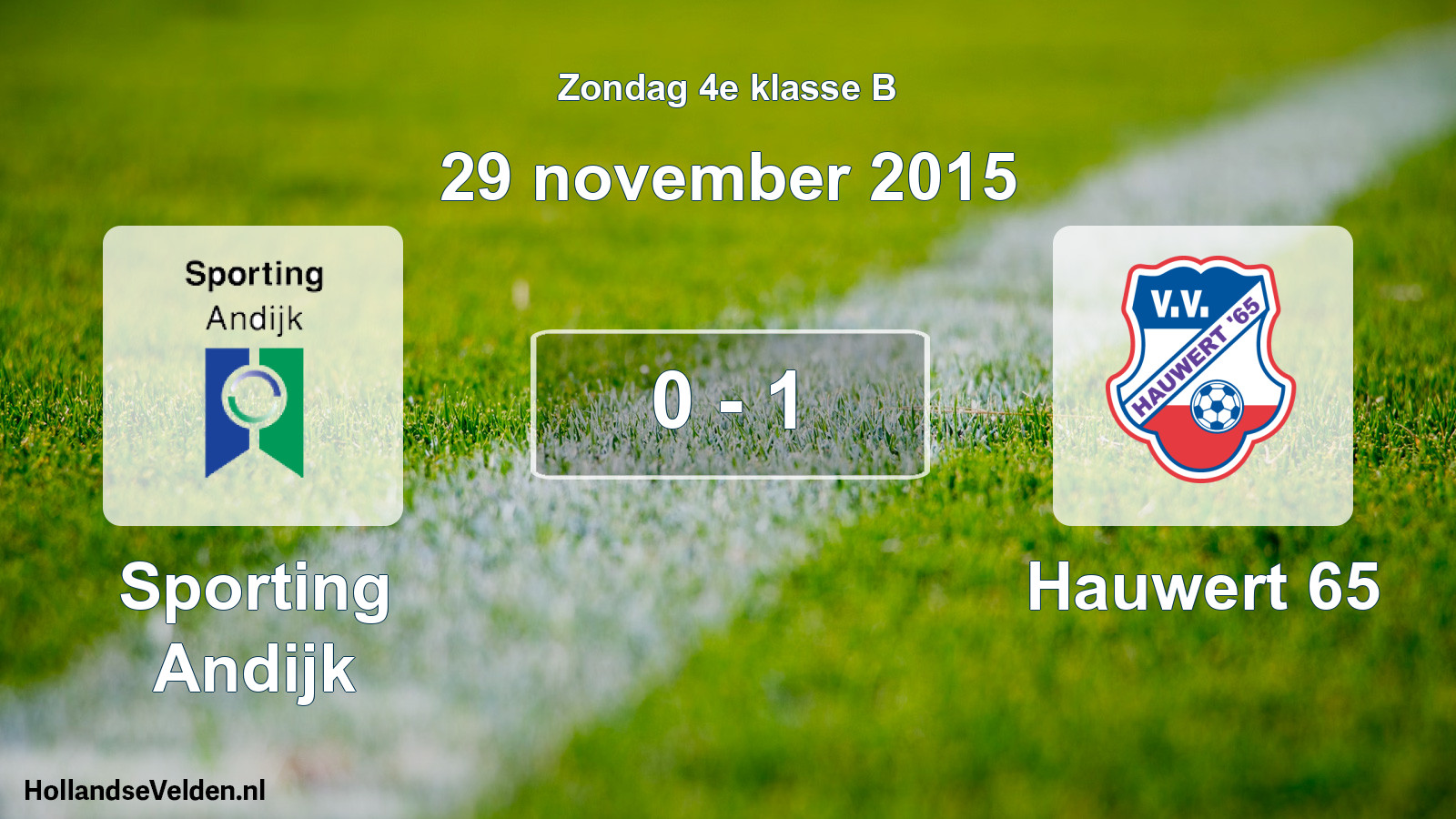 Total number of matches played: Sporting Andijk - Hauwert 65 0 - 1 (29 November 2015)