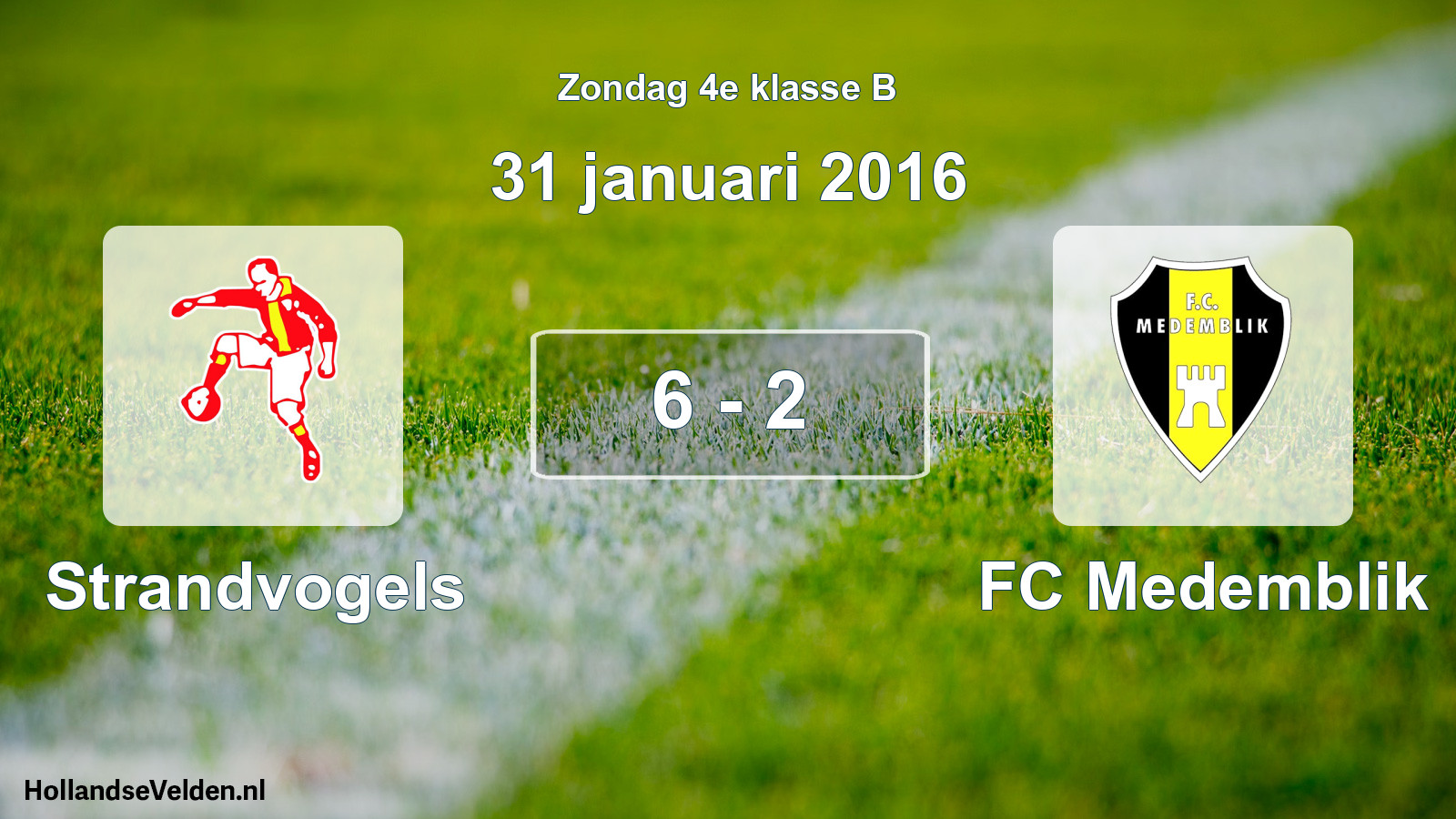Total number of matches played: Strandvogels - FC Medemblik 6 - 2 (31 January 2016)