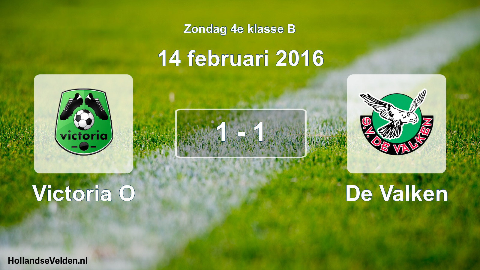 Total number of matches played: Victoria O - De Valken 1 - 1 (14 February 2016)