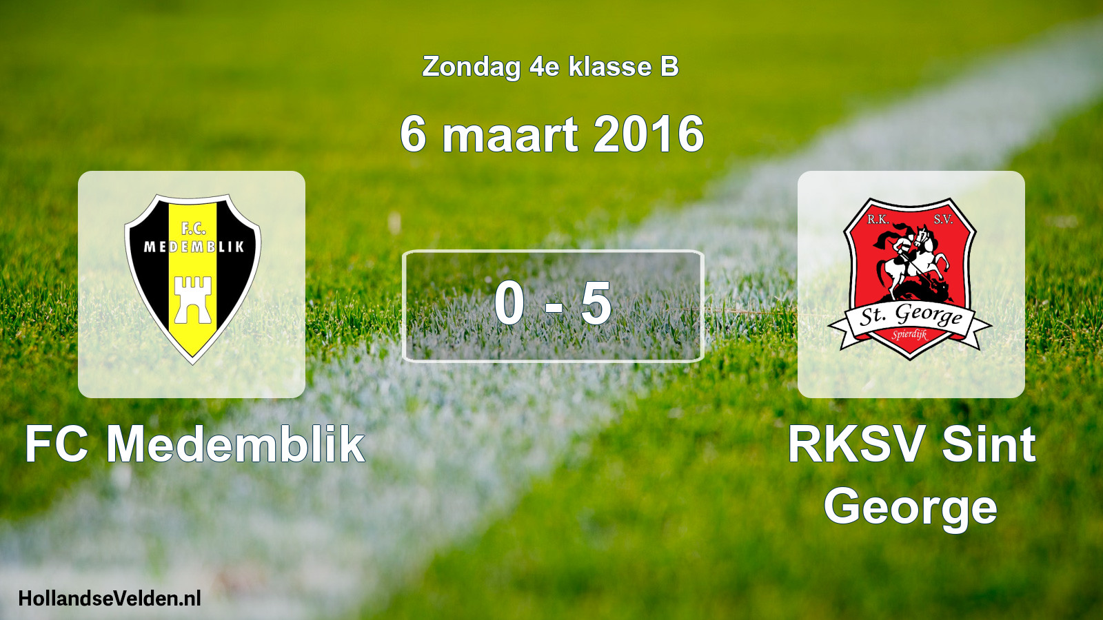 Total number of matches played: FC Medemblik - RKSV Sint George 0 - 5 (6 March 2016)